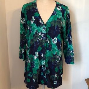 Isaac Mizrahi floral button-down sweater size L